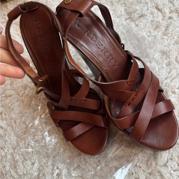 Burberry Women's Brown Leather Sandals wedges - Picture 8 of 11
